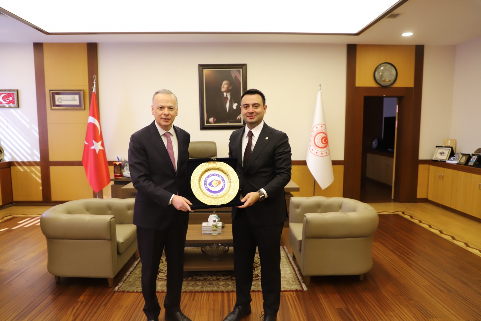 Çorlu TSO ve Çerkezköy TSO Yönetim Kurulu Başkanlarından T.C. Ticaret Bakan Yardımcısı Sayın Ö. Volkan AĞAR´a Ziyaret