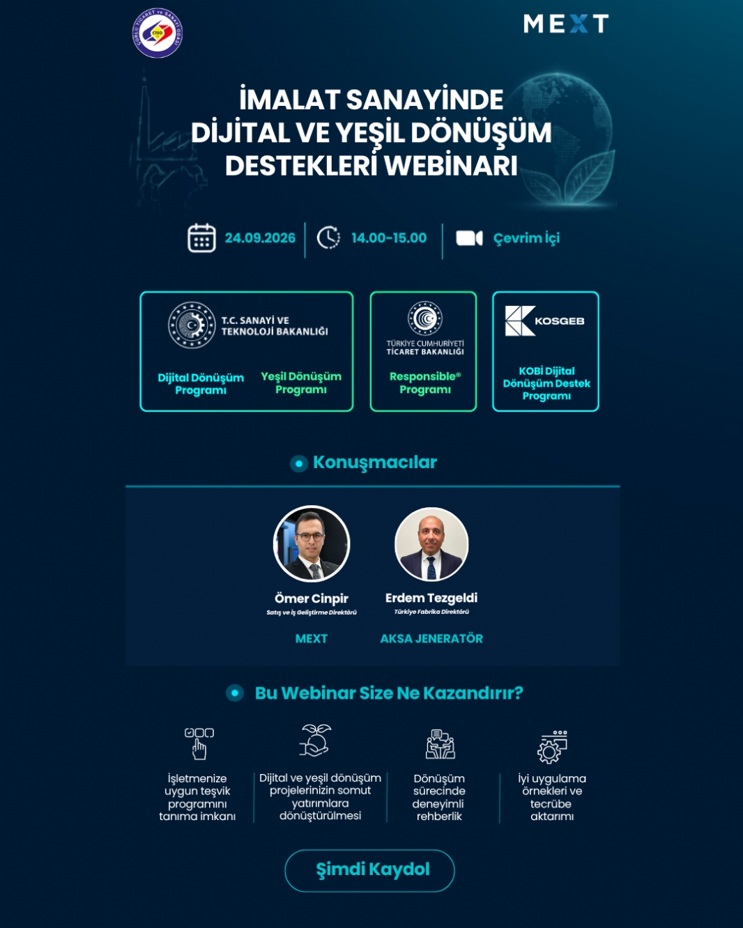 İmalat Sanayinde Dijital ve Yeşil Dönüşüm Destekleri Webinar Daveti Hak.