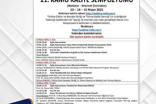 21. Kamu Kalite Sempozyumu Gerçekleşti