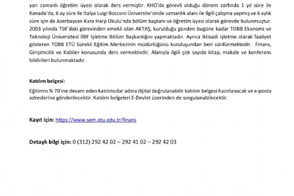 Her Yneticinin Bilmesi Gereken Finansal Bilgiler Eitimi Gerekleti