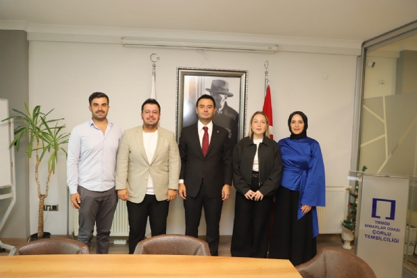 Y�netim Kurulu Ba�kan� �zzet VOLKAN&acute;dan Mimarlar Odas� �orlu Temsilcili�ine Ziyaret