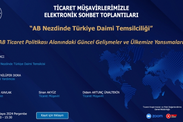 Ticaret Mavirlerimizle Elektronik Sohbetler  Kapsamnda Dzenlenen  AB Nezdinde Trkiye Daimi Temsilcilii toplants  Online Olarak Gerekleti