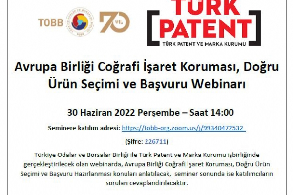 Avrupa Birlii Corafi aret Korumas, Doru rn Seimi ve Bavuru Webinar Gerekleti