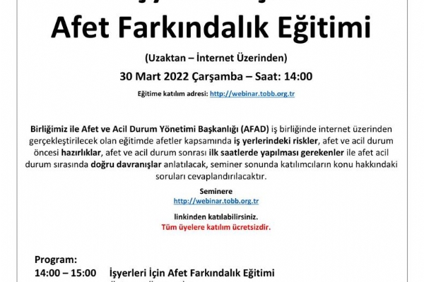 İşyerleri İçin Afet Farkındalık Eğitimi Gerçekleşti