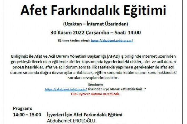 yerleri in Afet Farkndalk Eitimi Gerekleti