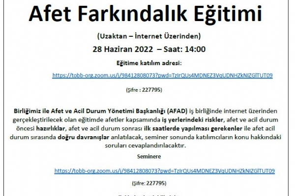 yerleri in Afet Farkndalk Eitimi Gerekleti