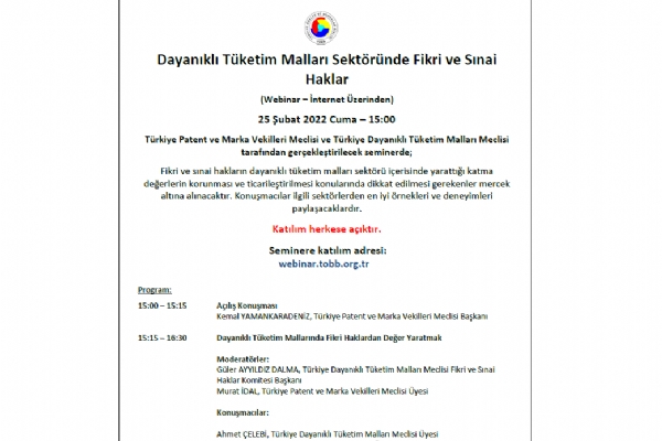 Dayanıklı Tüketim Malları Sektöründe Fikri ve Sınai Haklar Semineri Gerçekleşti