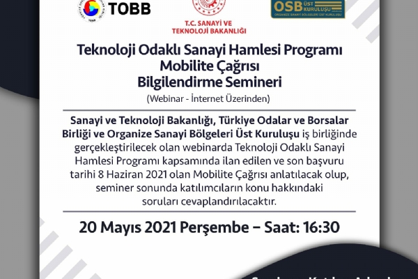 Teknoloji Odakl Sanayi Hamlesi Program Mobilite ars Bilgilendirme Semineri Gerekleti