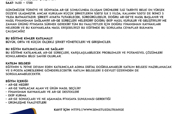Ar-ge Süreçleri ve Ar-ge Destekleri Eğitimi Yapıldı