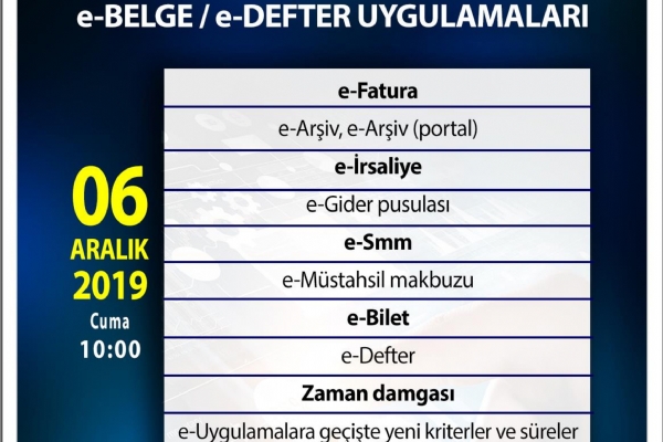 E-belge, E-defter Uygulamalar