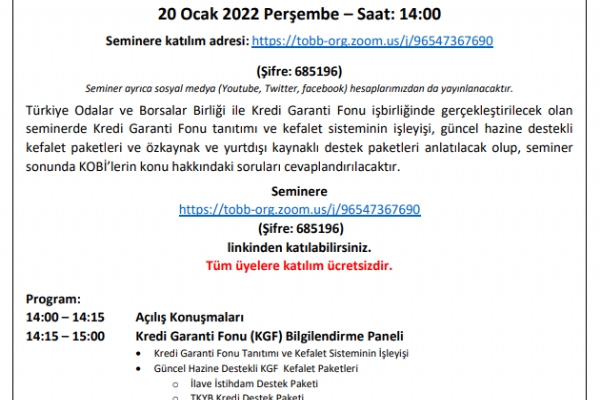 Kredi Garanti Fonu (KGF)  Bilgilendirme Semineri Gerekleti