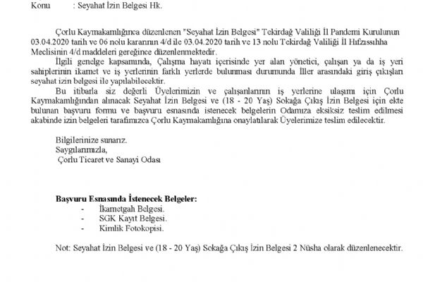 Seyahat zin Belgesi Hk.