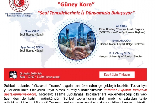 Ticaret Müşavirlerimizle Elektronik Sohbetler- Güney Kore Toplantısı Gerçekleşti