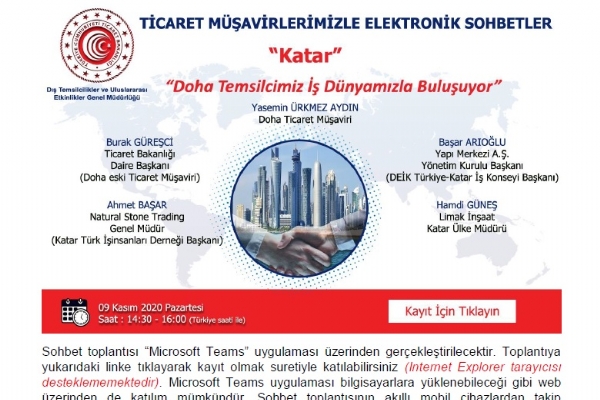 Ticaret Müşavirlerimizle Elektronik Sohbetler- Katar Toplantısı Gerçekleşti