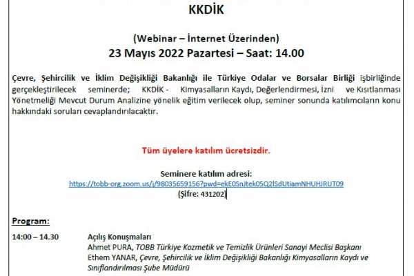 Kimyasallarn Kayd, Deerlendirmesi, zni ve Kstlanmas Eitimi Gerekleti