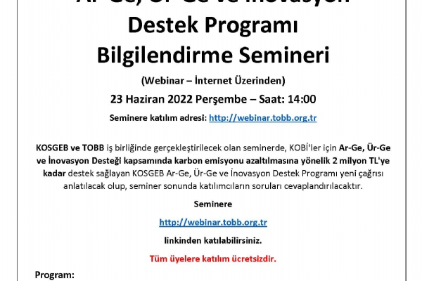 KOSGEB Ar-Ge, Ür-Ge ve İnovasyon Destek Programı Bilgilendirme Semineri Gerçekleşti