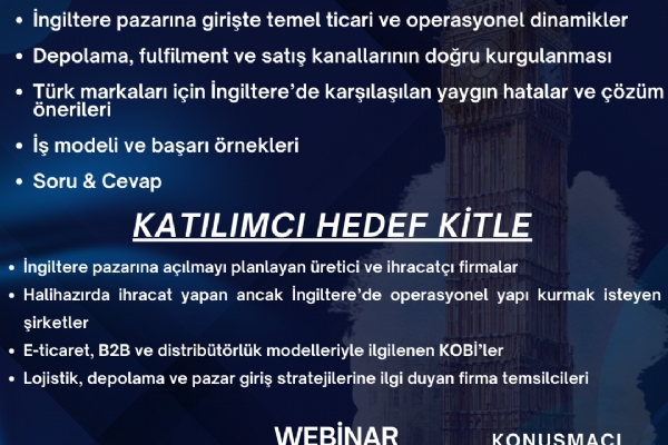 �ngiltere Pazar�nda Ticaret ,Depolama ve Sat�� Modelleri  Webinar�