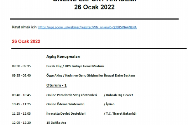 Online Export Akademi Program Gerekleti
