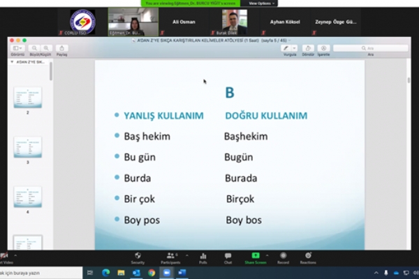 Çorlu TSO Akademi´de “A´dan Z´ye Karıştırılan Kelimeler” Semineri Gerçekleşti