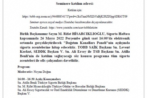 Sigortaclk Haftas Dolaysyla Elektronik Ortamda Dzenlenen Datm Kanallar Paneli Gerekleti