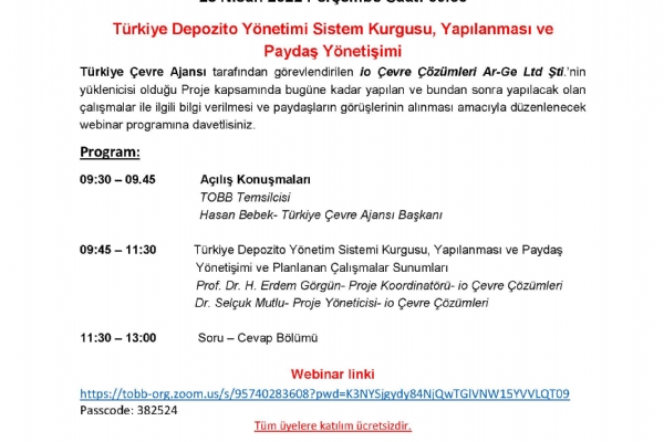 Türkiye Depozito Yönetimi Sistem Kurgusu, Yapılanması ve Paydaş Yönetişimi Webinarı Gerçekleşti