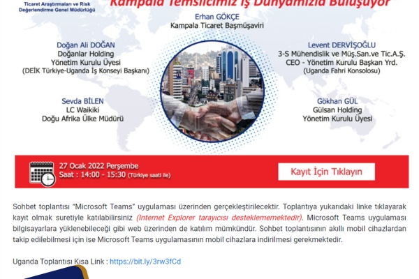 Ticaret Müşavirleri ile Elektronik Sohbetler- Uganda Toplantısı Gerçekleşti