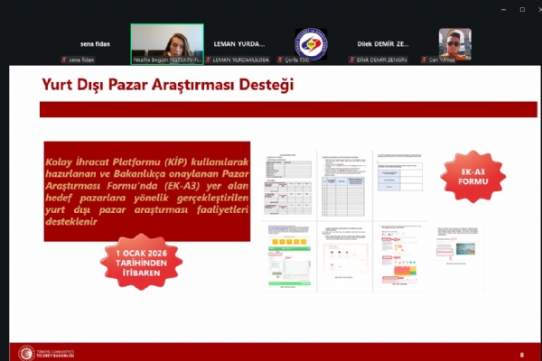 T.C. Ticaret Bakanl��� ve �orlu Ticaret ve Sanayi Odas� �� Birli�inde �evrimi�i Olarak D�zenlenen �Ticaret Bakanl��� Devlet Destekleri E�itimi� Ger�ekle�ti