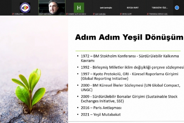 Odamız ve QSI Belgelendirme Muayene ve Test Hizmetleri Ltd. Şti. İşbirliğinde Düzenlenen “Yeşil Mutabakat Sürecine Uyum Semineri” Online Olarak Gerçekleşti