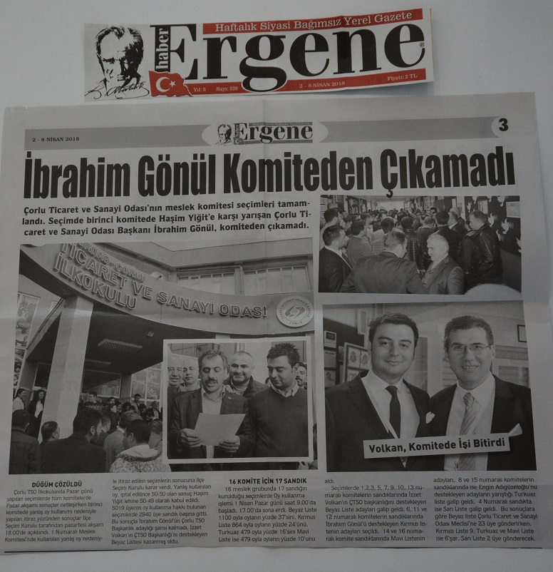 İbrahim Gönül Komiteden Çıkamadı -2-8 Nisan 2018- Ergene Gazetesi