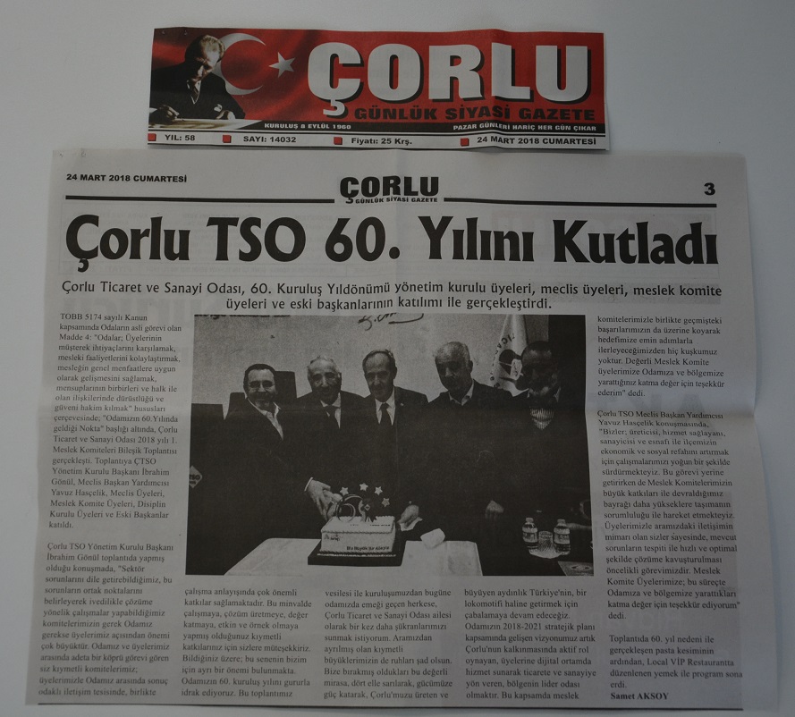 Çorlu TSO 60. Yılını Kutladı - 24 Mart 2018 - Çorlu